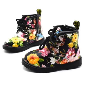 2018 Kids Girls Boots Autumn And Winter PU Leather Waterproof Boots Zip Rome Children Martin Boots Fashion Baby Girl Shoes