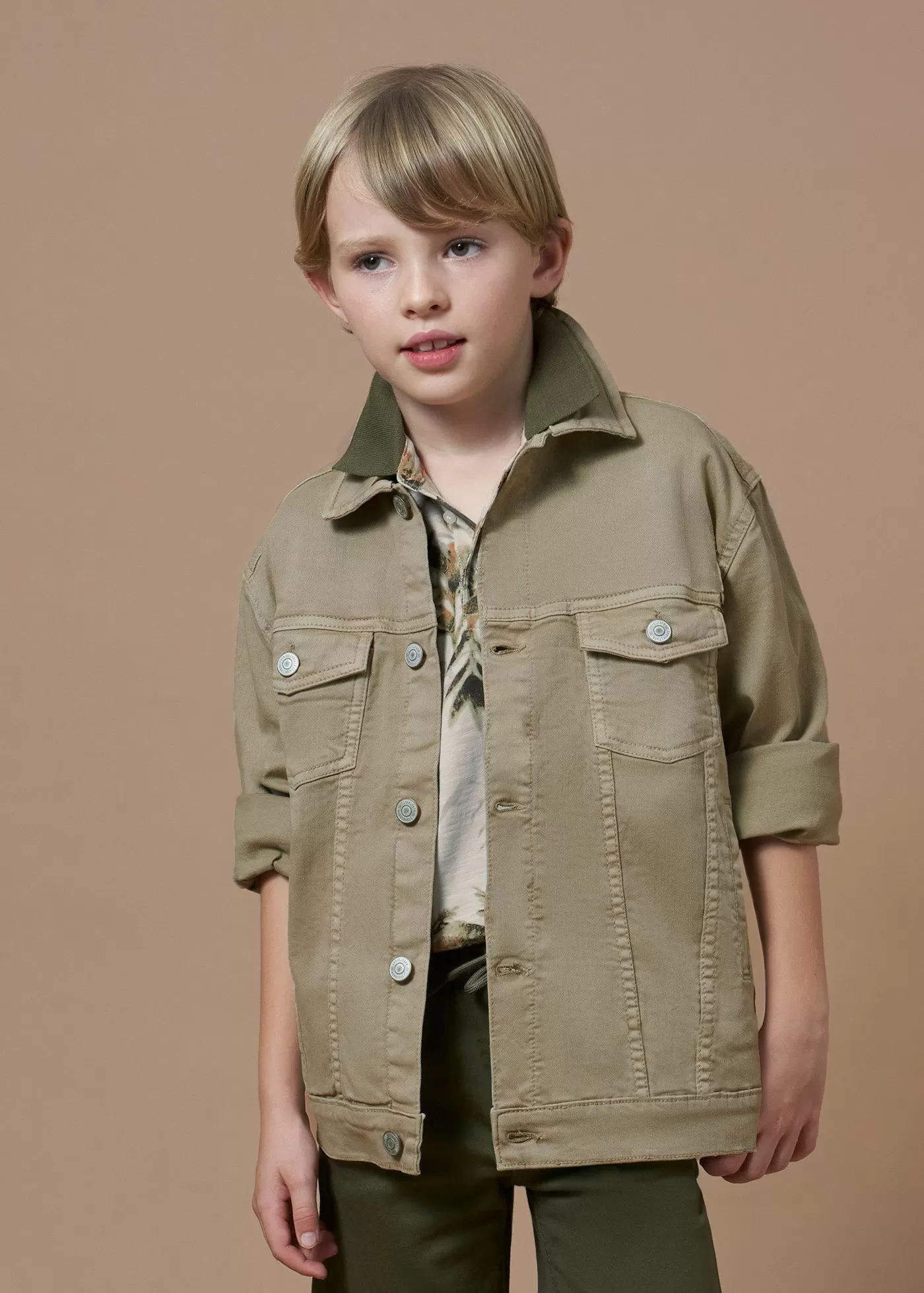 6473 - Denim jacket for teen boy - Camel