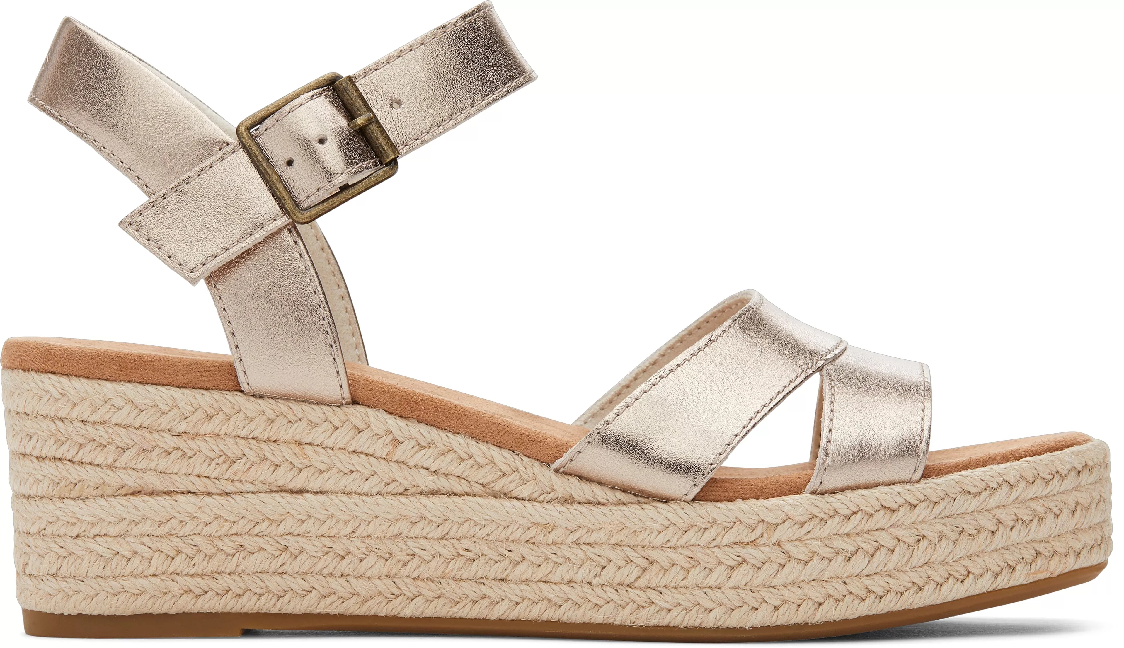 Audrey Espadrille Sandal - Light Gold Metallic Leather