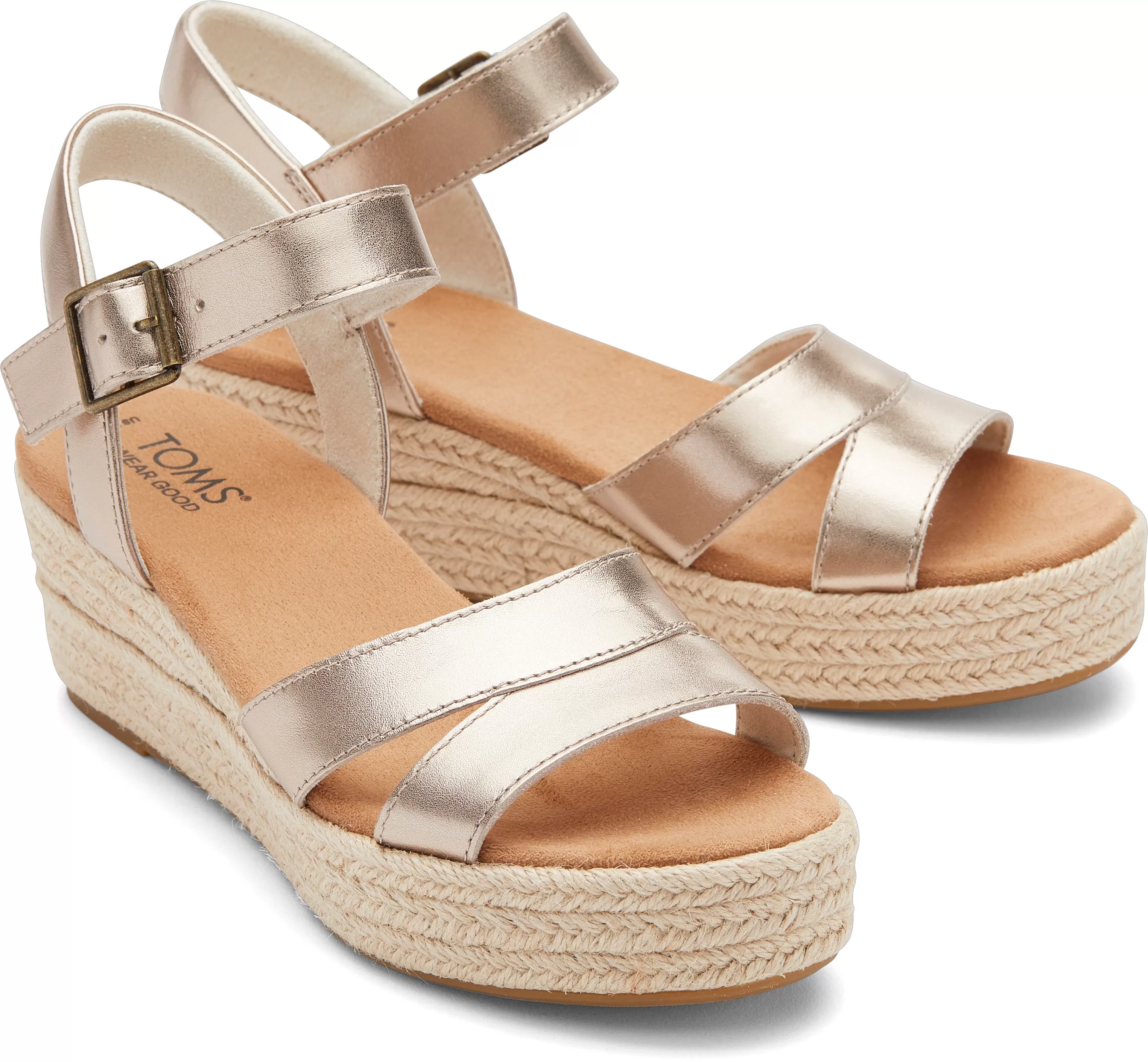 Audrey Espadrille Sandal - Light Gold Metallic Leather