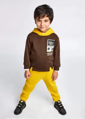 Basic cuffed fleece trousers for boy - Gold