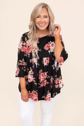 Blooming Love Top, Black