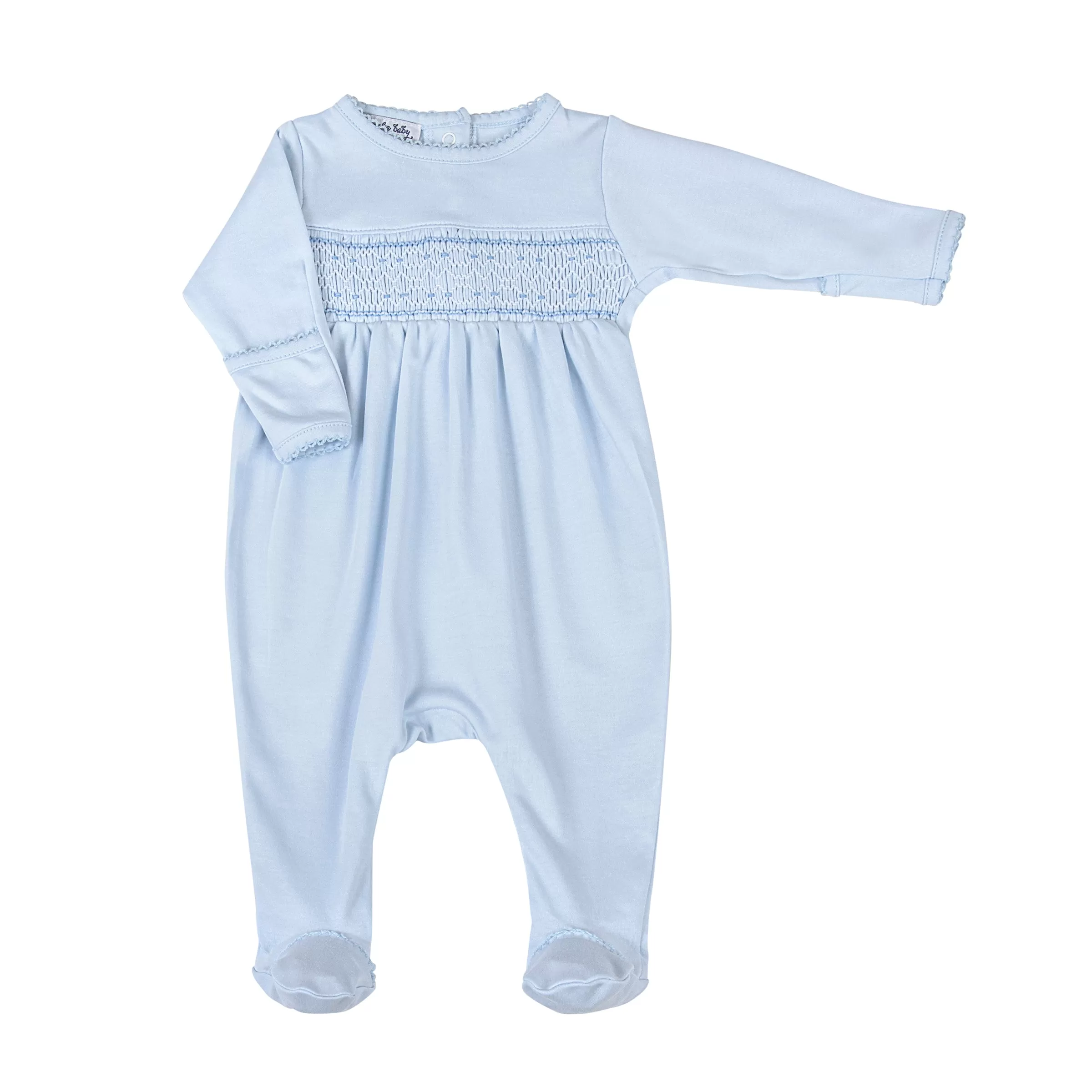 Blue Smocked Boy Footie