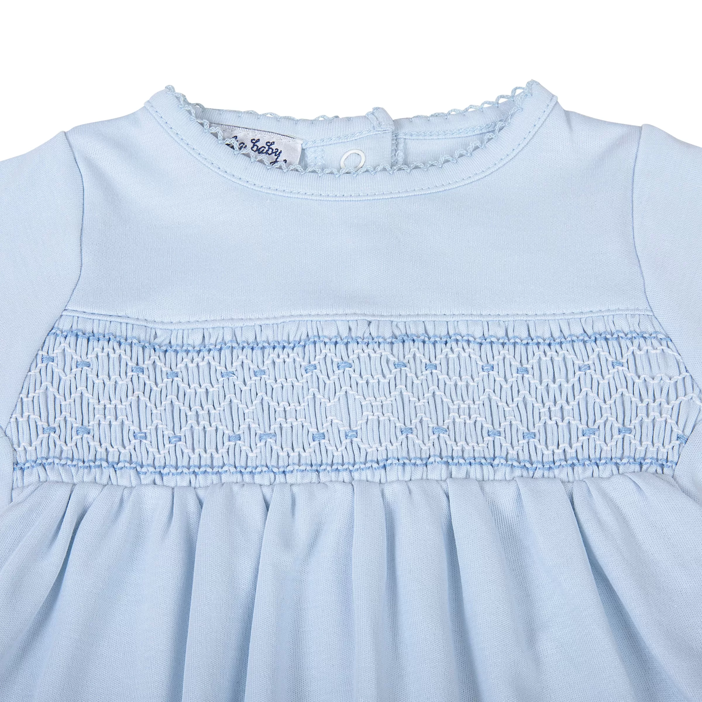 Blue Smocked Boy Footie