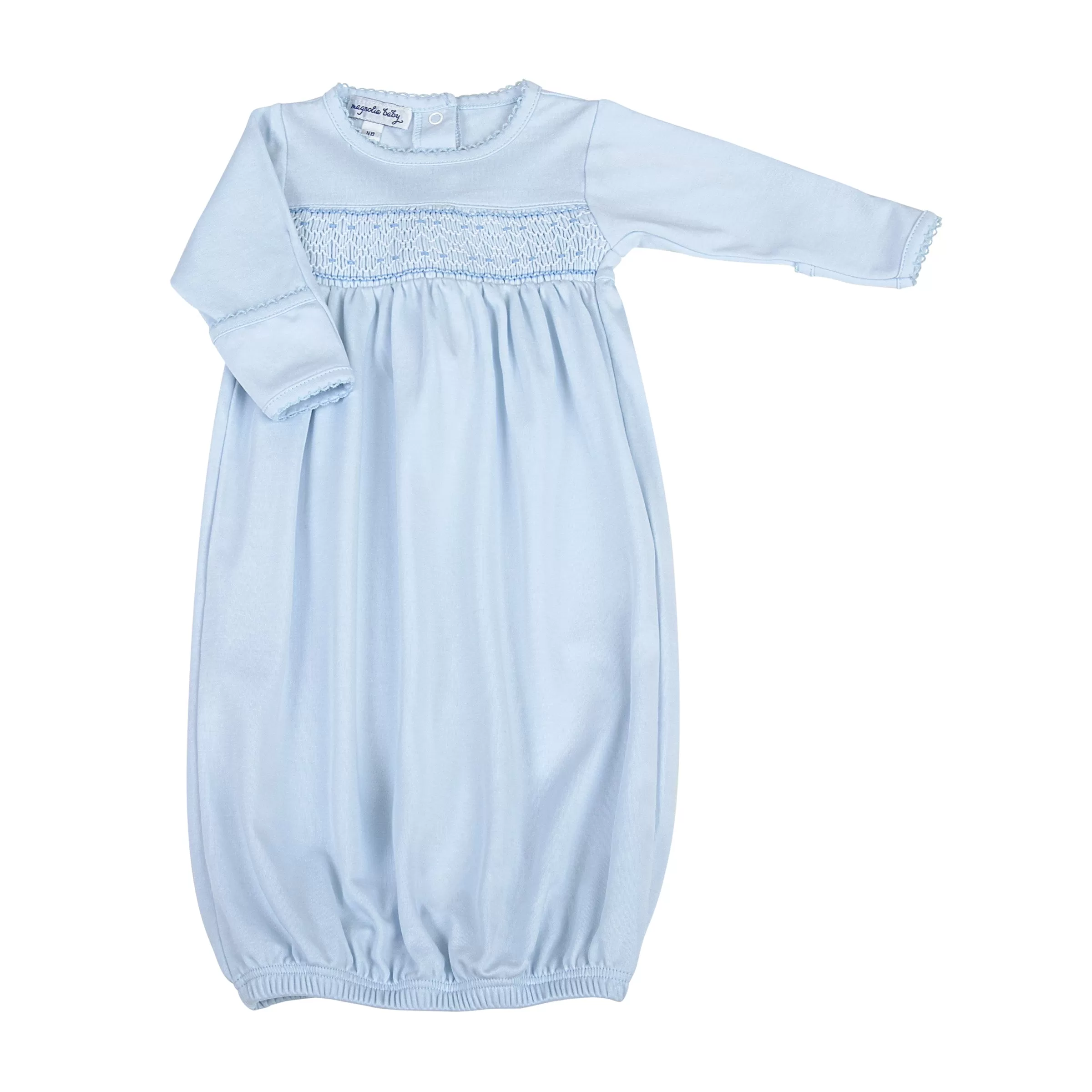 Blue Smocked Boy Gathered Gown