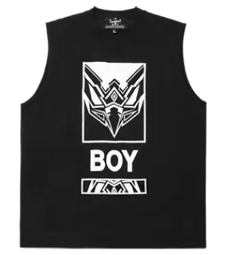 BOY LONDON  |Studded Street Style Cotton Fringes Oversized Logo Tanks