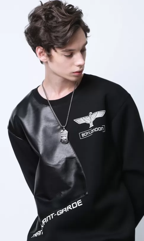 BOY LONDON  |Unisex Studded Street Style Long Sleeves Cotton Logo