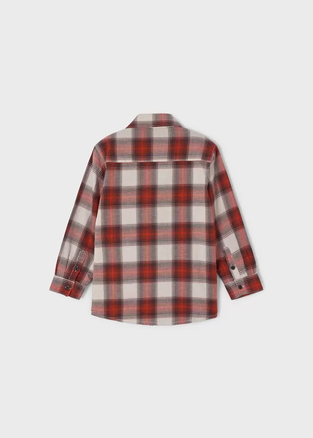 Checked overshirt for boy - Rust