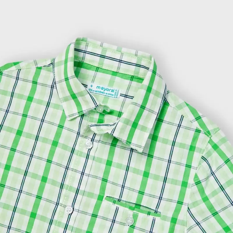 Checked S/s Shirt for Boy Matcha