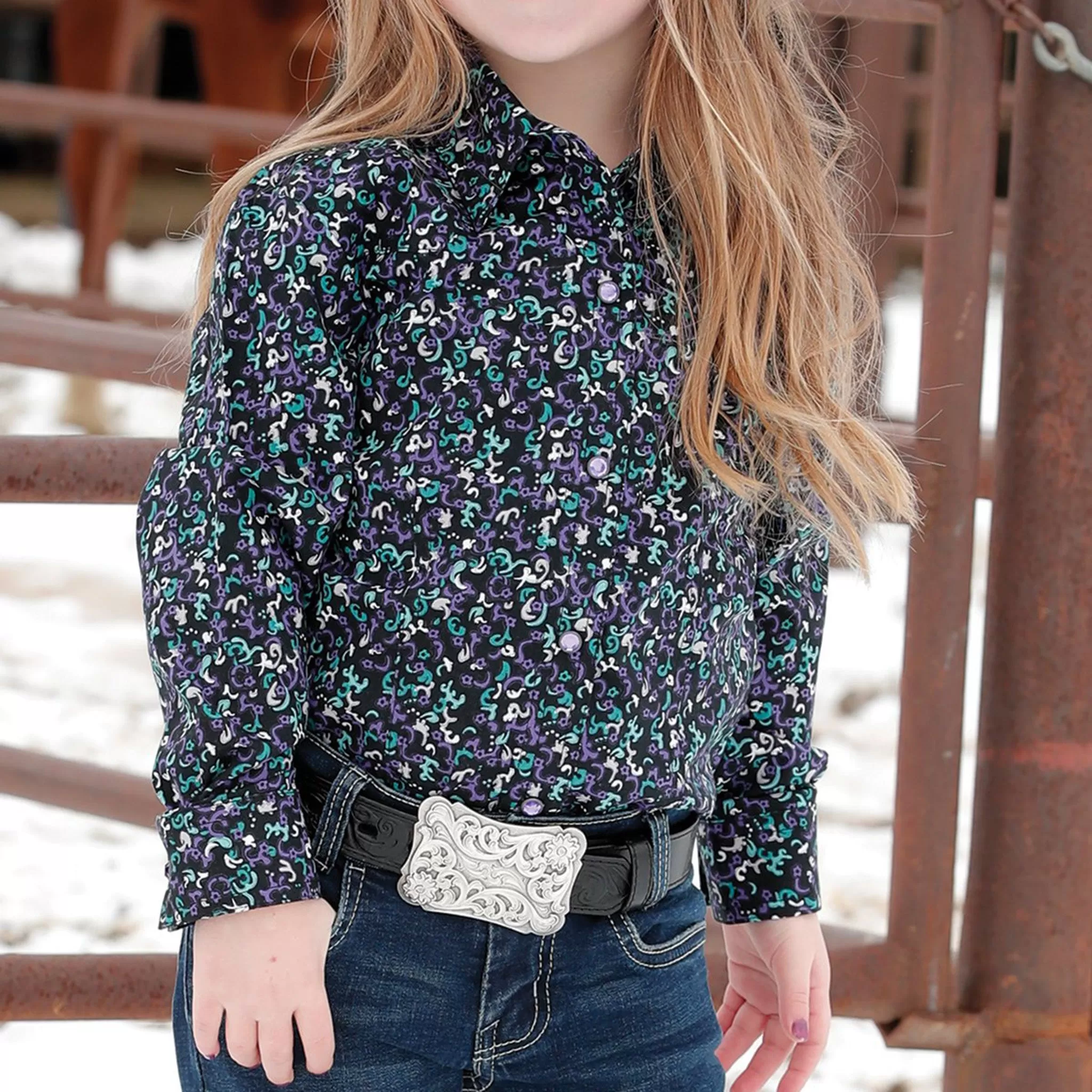 Cruel Girl Kid's Black/Purple Paisley Shirt