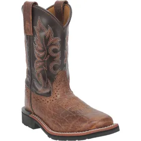 Dan Post Boy's Lil' Broken Bow Broad Square Toe Leather Boots - Rust