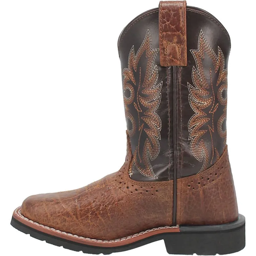 Dan Post Boy's Lil' Broken Bow Broad Square Toe Leather Boots - Rust