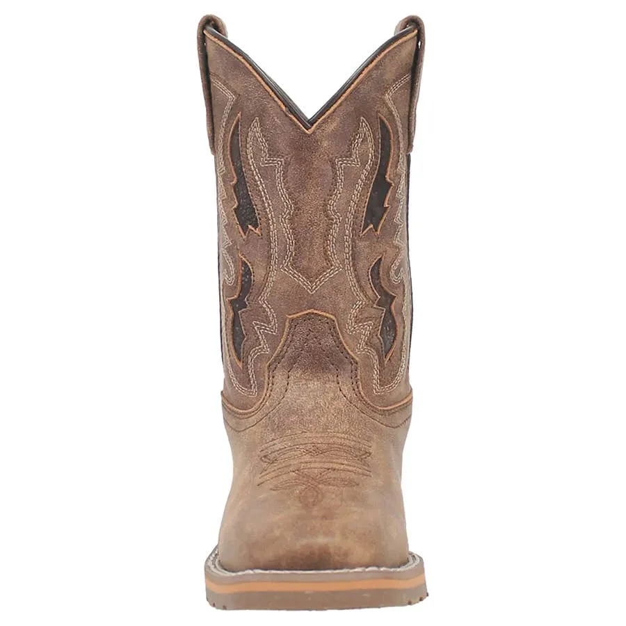 Dan Post Boy's Marty Inlay Shaft Broad Square Toe Leather Boots - Tan