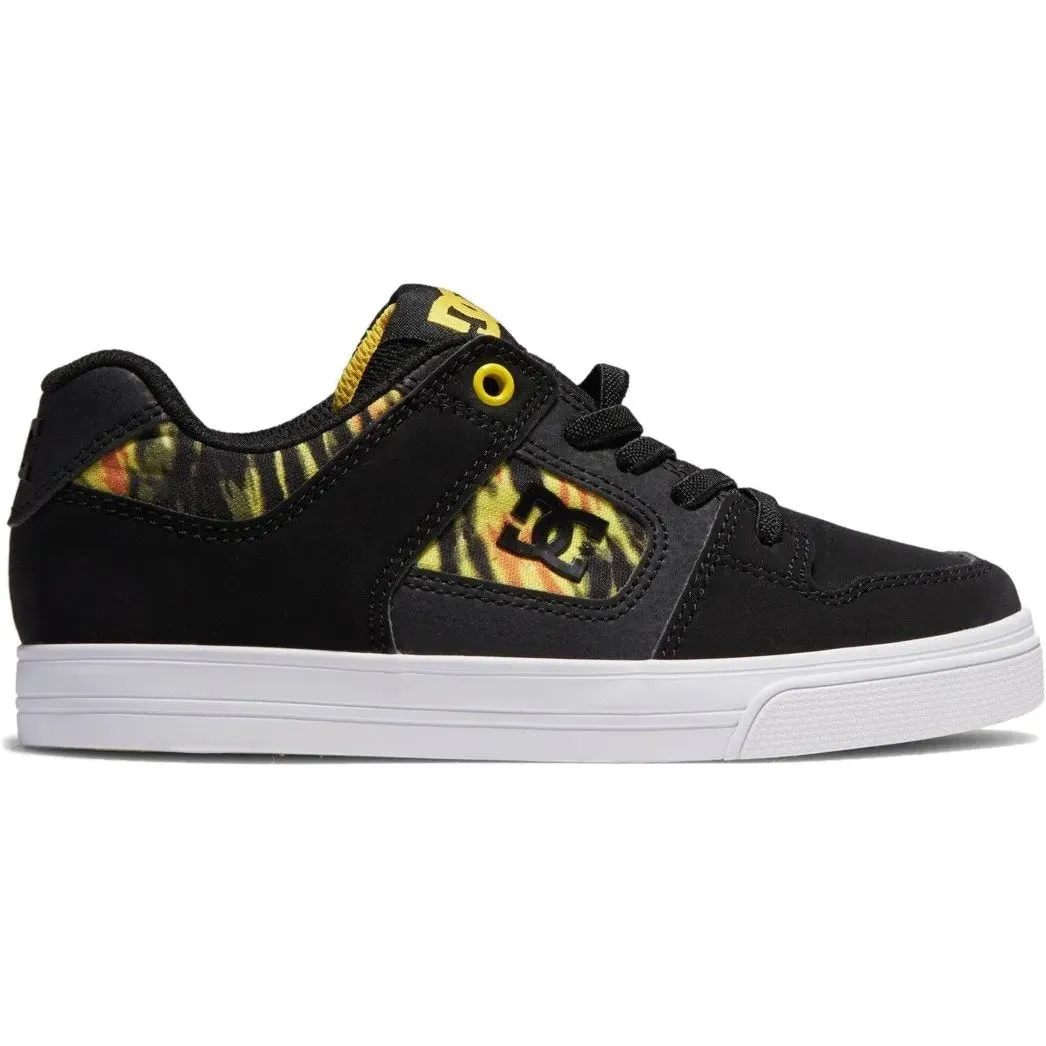 DC Pure Elastic SE SN Kids Skate Shoes - Black/Yellow