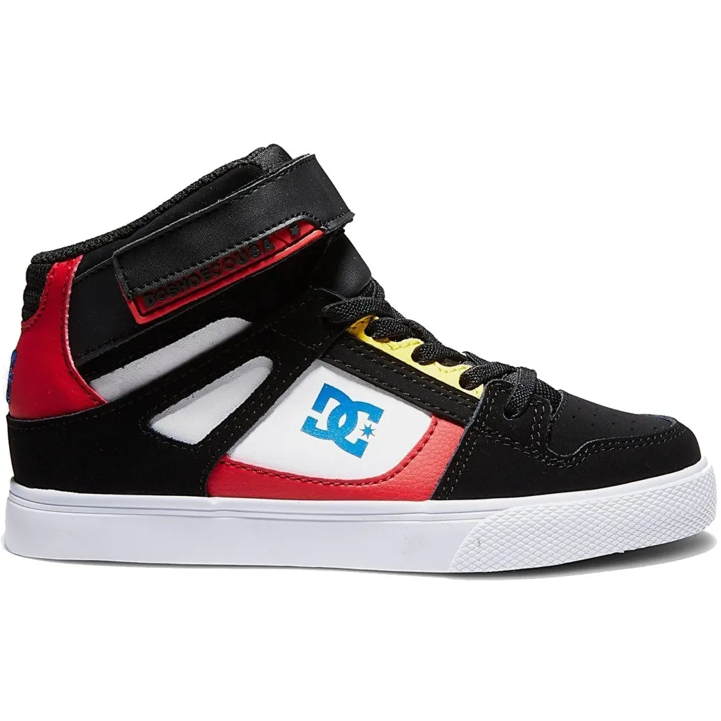 DC Pure High-Top EV Kids Skate Shoes - Black/White/Red