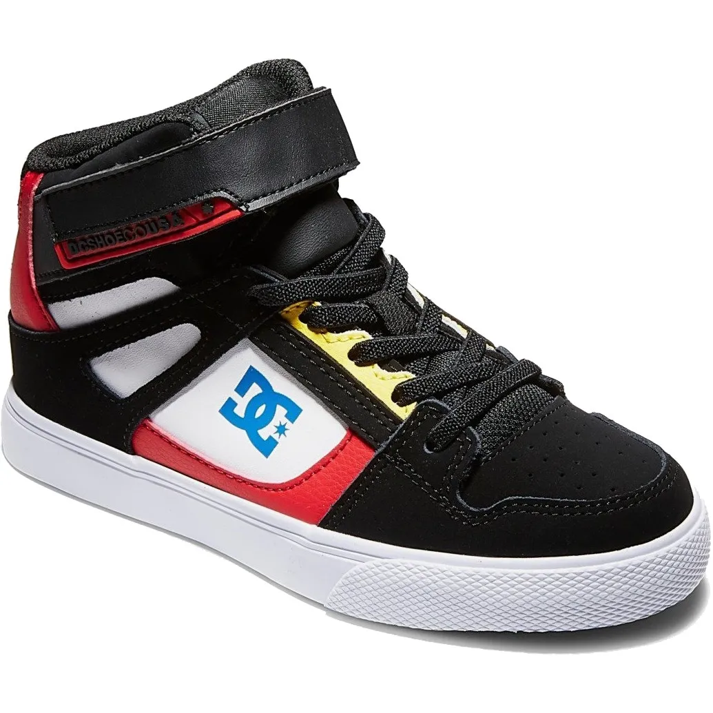 DC Pure High-Top EV Kids Skate Shoes - Black/White/Red