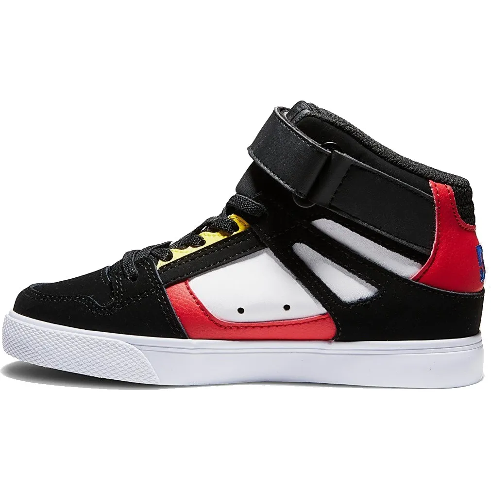 DC Pure High-Top EV Kids Skate Shoes - Black/White/Red