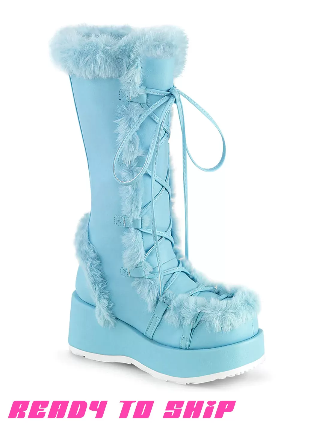 DEMONIA CUBBY 311 PLATFORM BOOTS - BABY BLUE