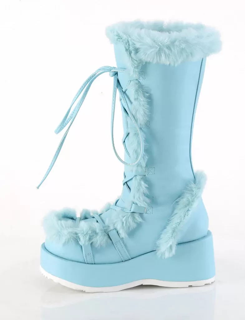 DEMONIA CUBBY 311 PLATFORM BOOTS - BABY BLUE