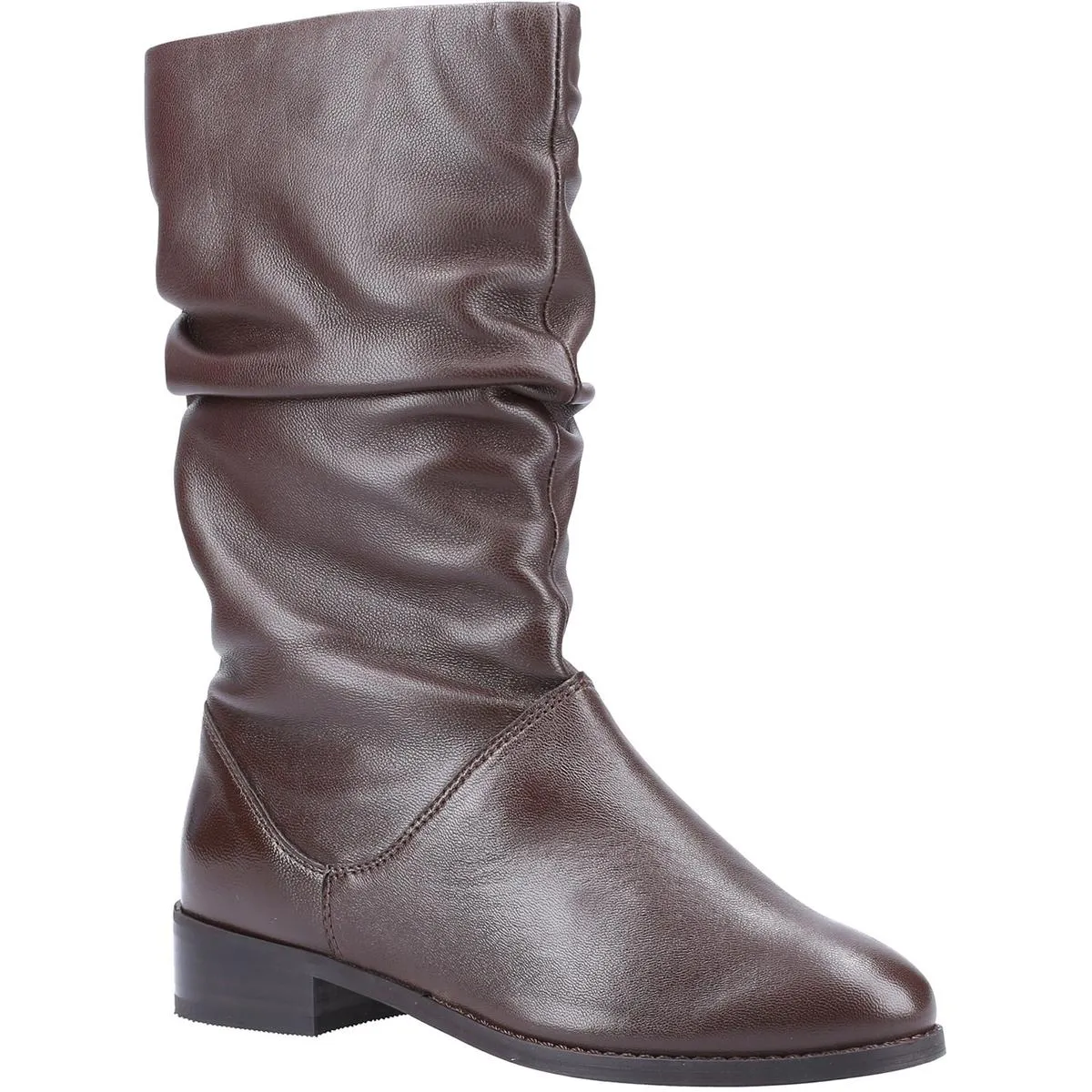 Dune Rosalindas Ruched Calf Boots Brown Leather