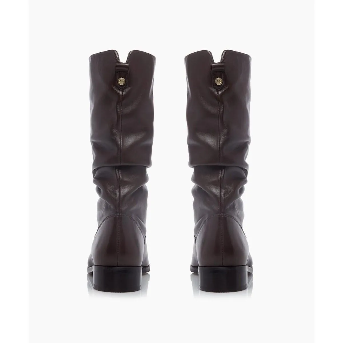 Dune Rosalindas Ruched Calf Boots Brown Leather