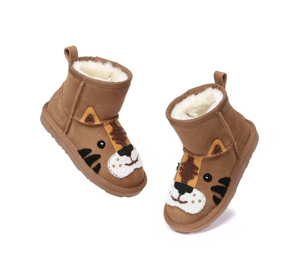 EVERAU Kid Sheepskin Boots Tiger Kids Plus