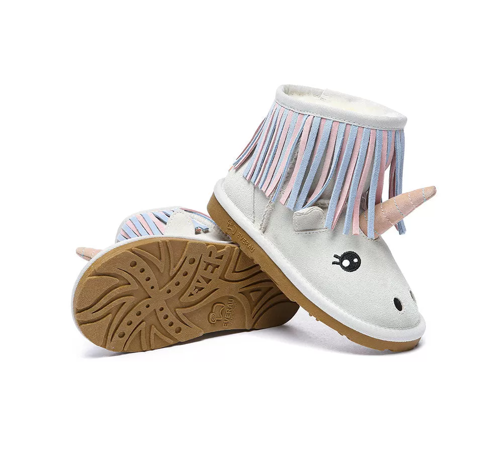 EVERAU Kid Sheepskin Boots Unicorn Kids Plus