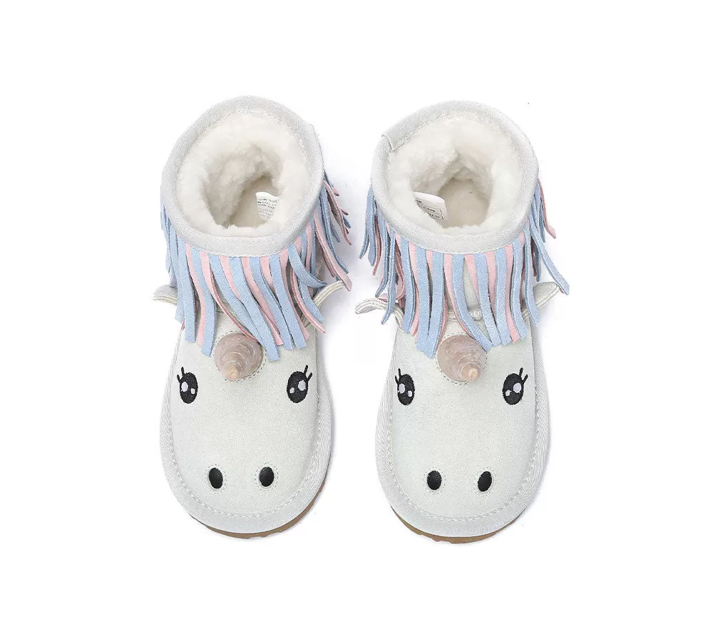 EVERAU Kid Sheepskin Boots Unicorn Kids Plus