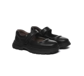 EVERAU Senior Black Leather School Shoes Chris