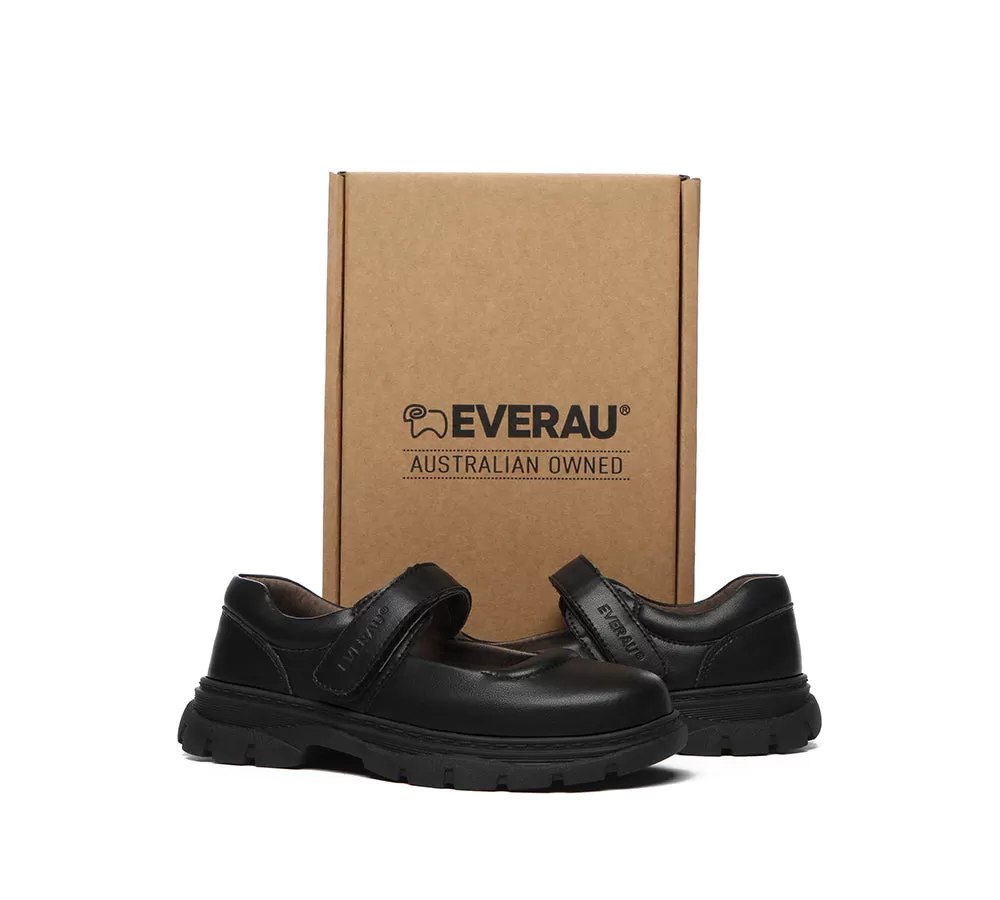 EVERAU Senior Black Leather School Shoes Chris