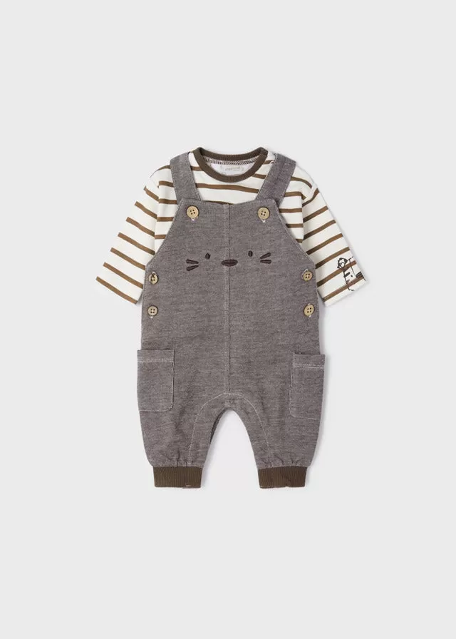 Fleece romper set for newborn boy - Chocolate