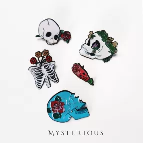 Flower Skull Pin Set