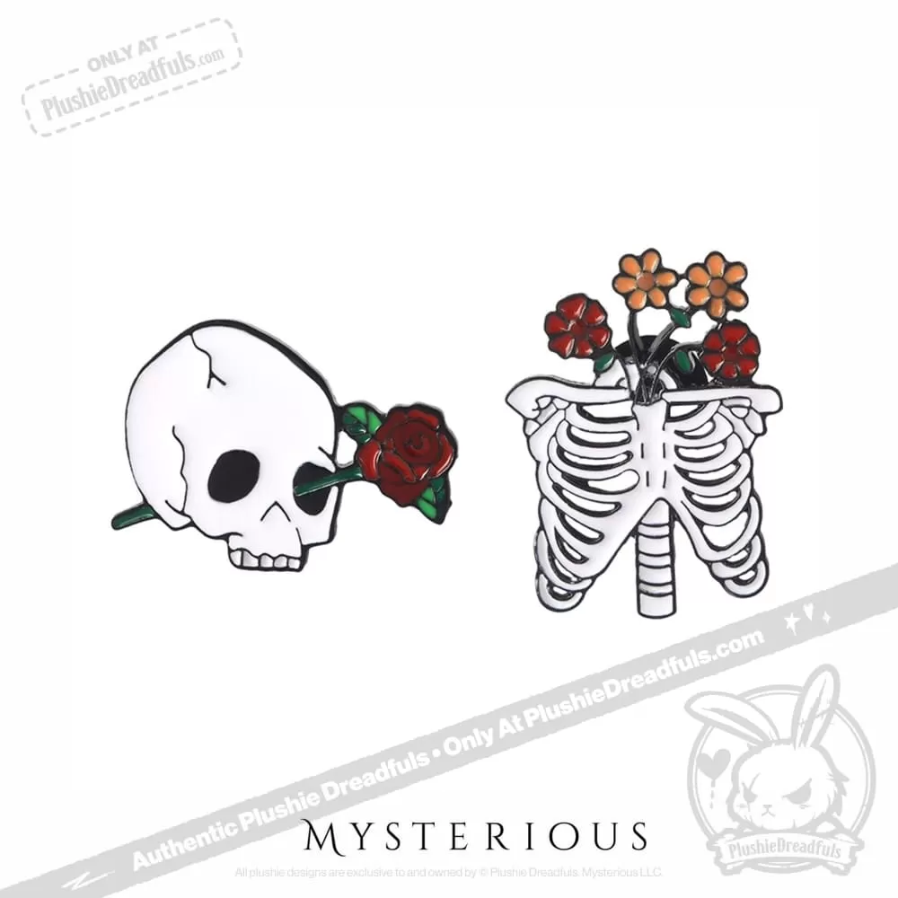 Flower Skull Pin Set