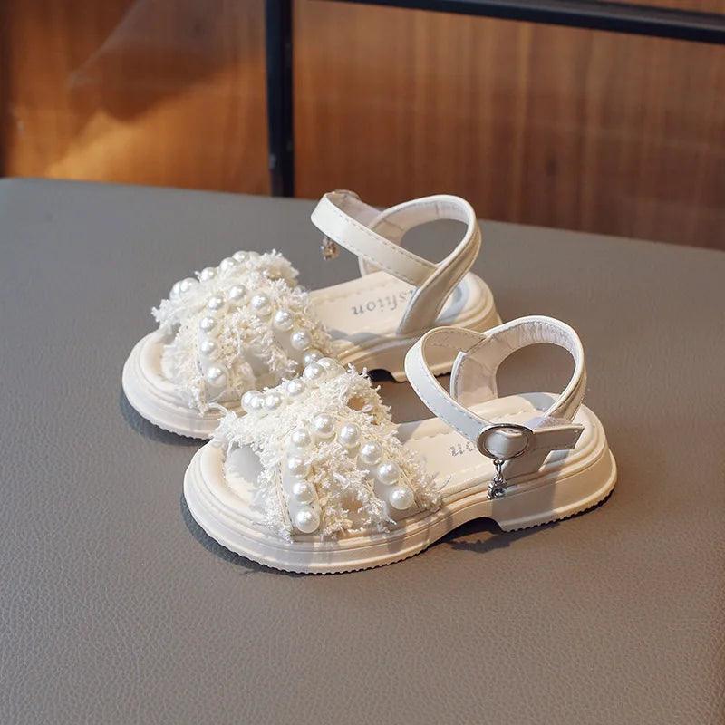 French Sandals for Toddler Girls: Casual Shoes Adorned with Pearls - G05173