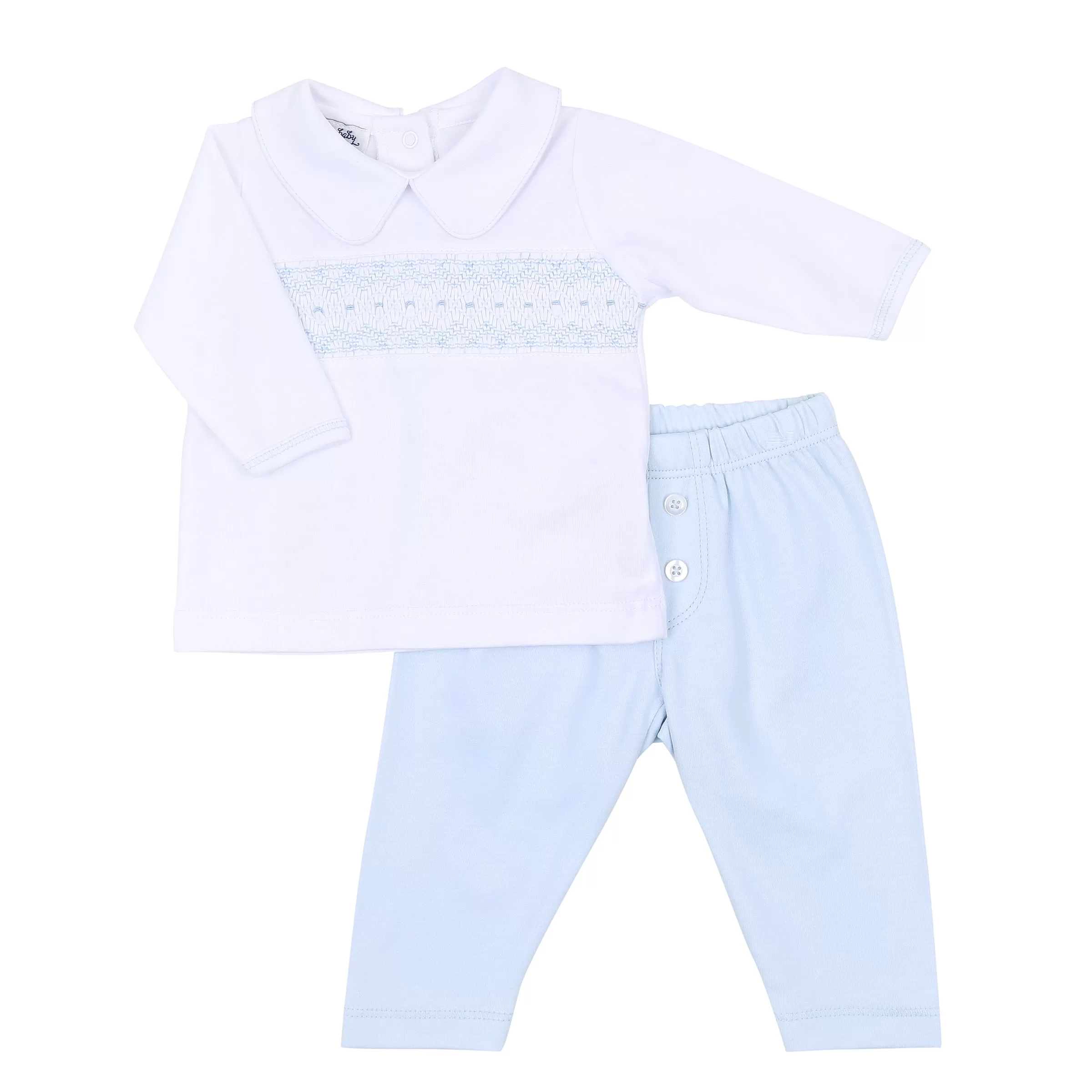 Freya and Finn Smocked Collared Boy Pant Set