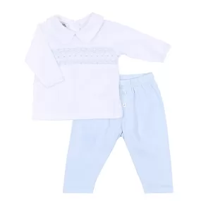 Freya and Finn Smocked Collared Boy Pant Set