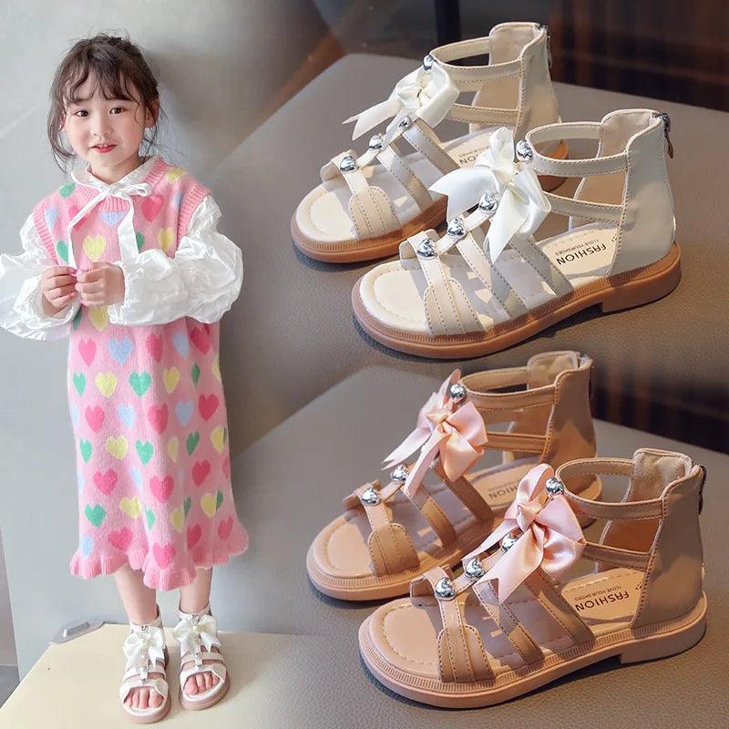 G03263 Children's Casual Shoes - Ribbons Girls Gladiator Sandals