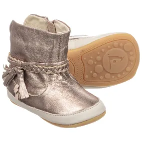 Gold Leather Baby Boots