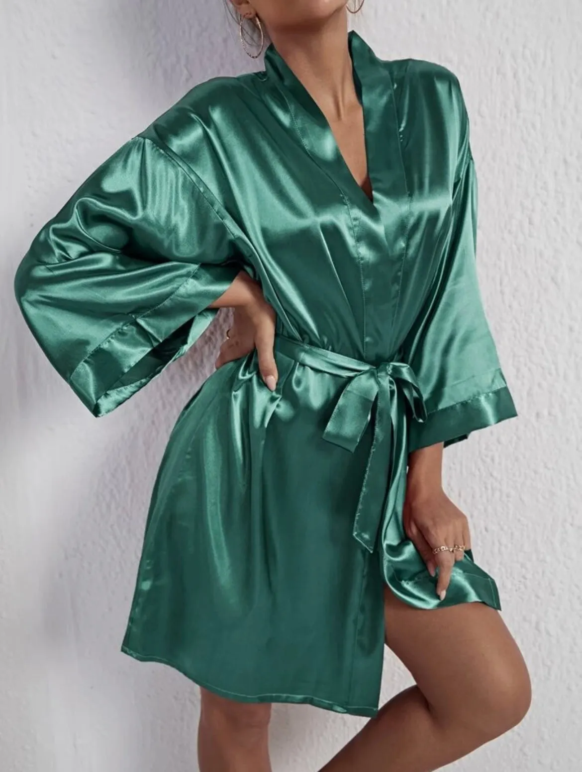 Green Envy satin Robe