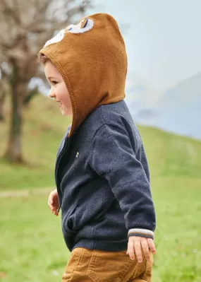 Knit hoodie for baby boy - Bright Blu