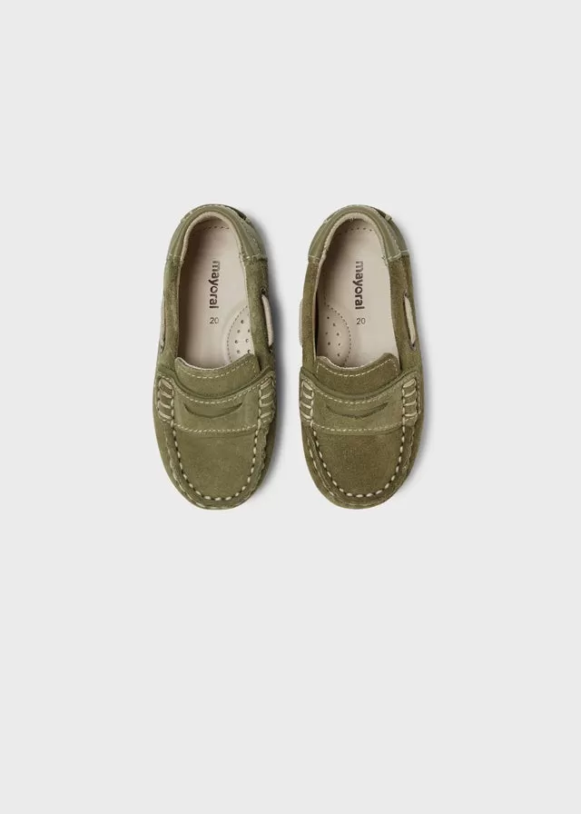 Leather moccasins for baby boy - Moss