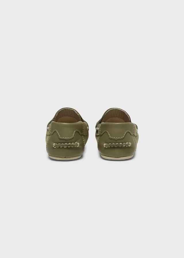 Leather moccasins for baby boy - Moss