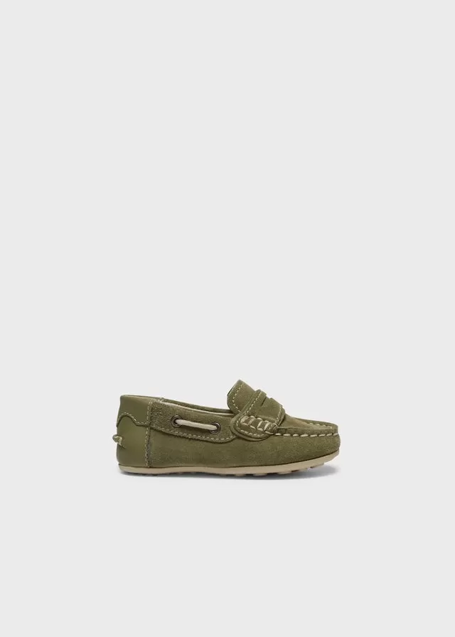 Leather moccasins for baby boy - Moss