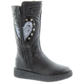 Lelli Kelly Girl's Leather Heart Boots | Black - LK 8530 (CB01)