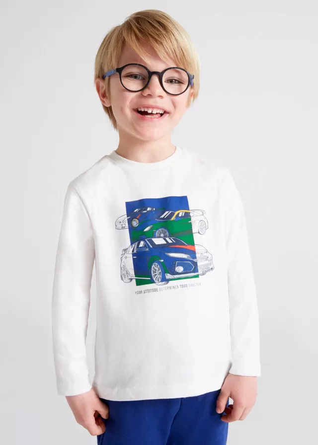 L/s shirt cars for boy - Cream