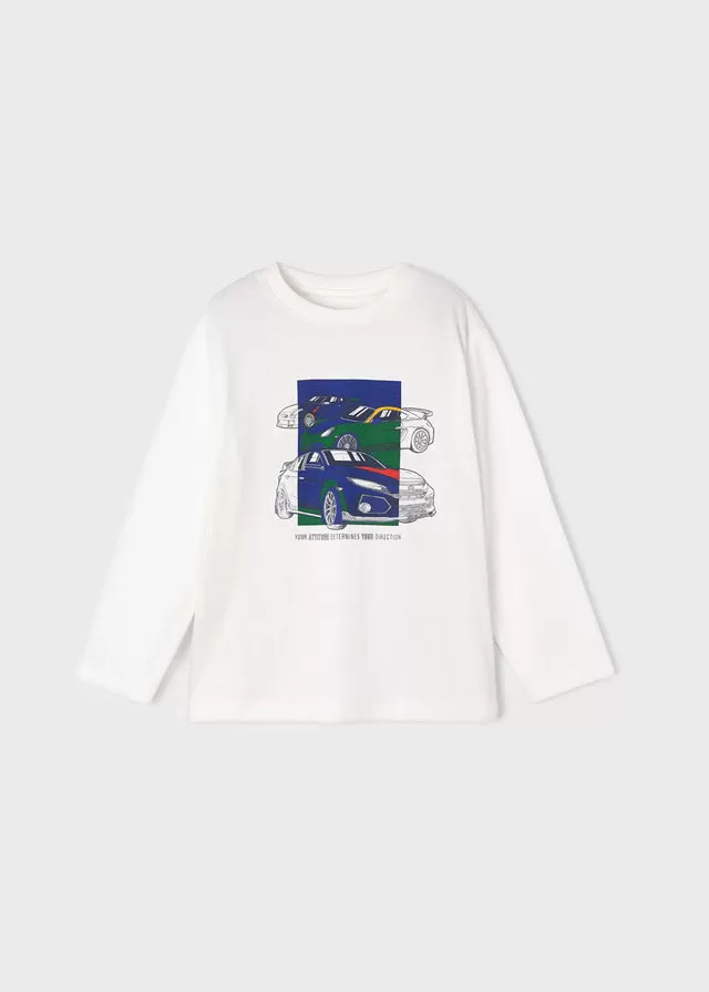 L/s shirt cars for boy - Cream