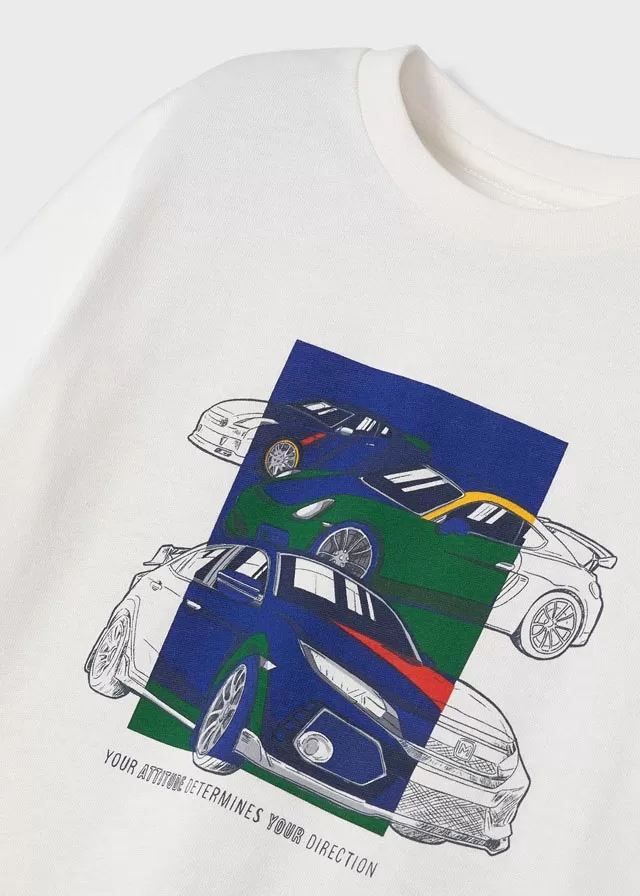 L/s shirt cars for boy - Cream