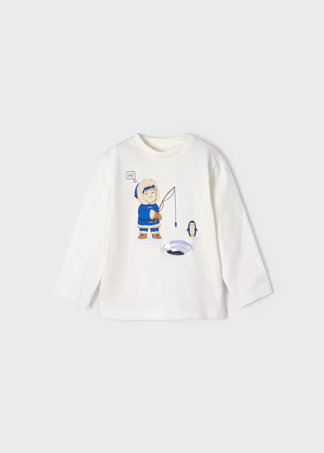 L/s shirt for baby boy - Cream