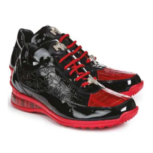 Mauri Bubble Black & Red Baby Crocodile Patent Leather Embossed Men’s Sneaker