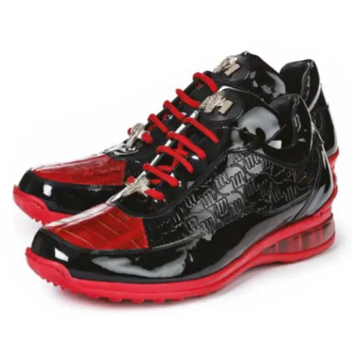 Mauri Bubble Black & Red Baby Crocodile Patent Leather Embossed Men’s Sneaker